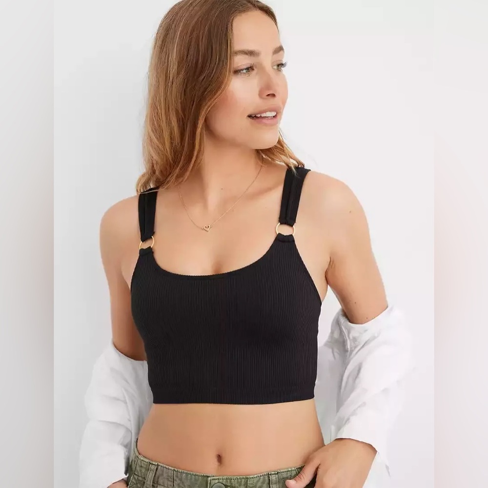 Gray Seamless Ring Longline Bralette - image 1